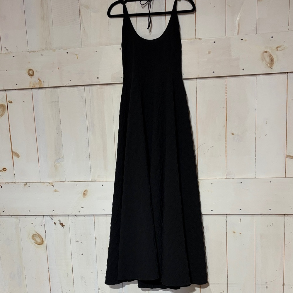 Courtney Washington Black Pucker Halter Dress